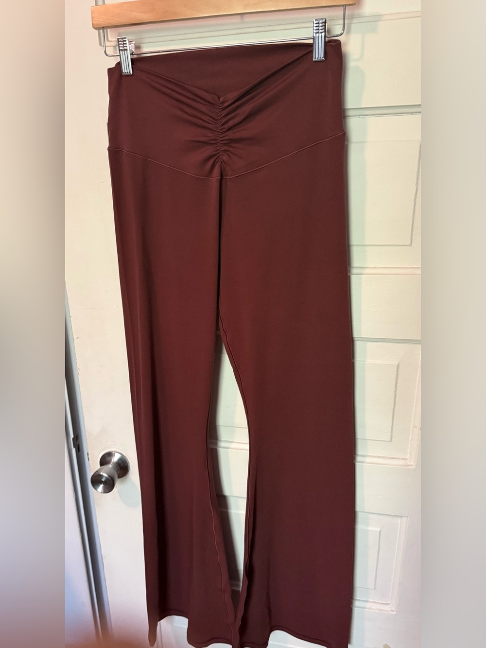 Offline by Aerie Real Me High Waisted Ruched Flare Legging, Maplewood XL Long